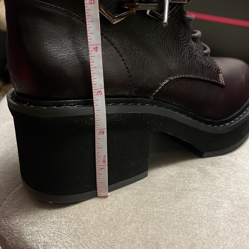 Vince Camuto, ankle boots with metallic chain detail, inside of the leg zipper. - Picture 7 of 9